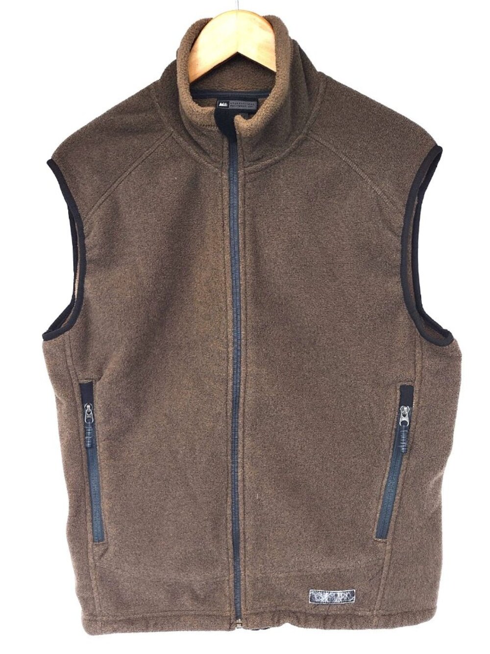 REI Vest Mens Large Brown Polartec Fleece Full Zip Insulated Pockets Outdoor